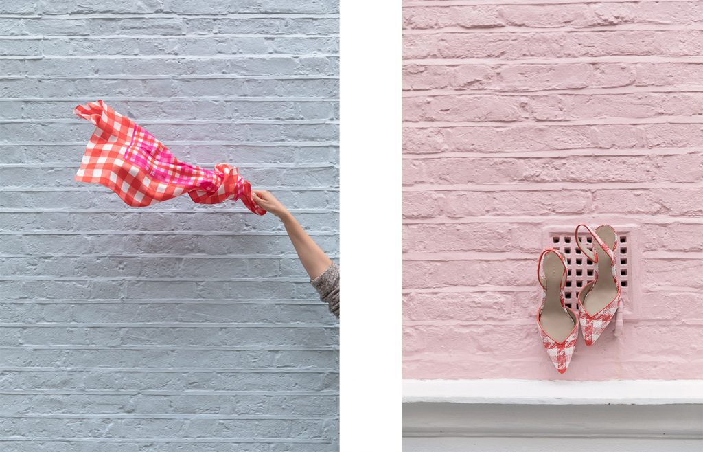 Creative photography and styling for Ann Taylor in pastel houses of Notting Hill London